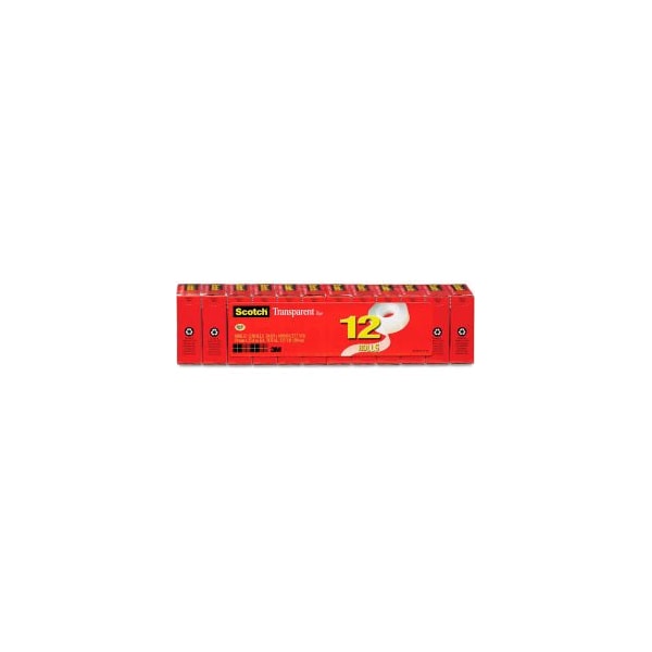 3M Transparent Tape, Refill, 1In Core, 3/4in X1000In, 12/Pk; Tape, Rl, Trans, 3/4X1000, 12PK 600K12 - main